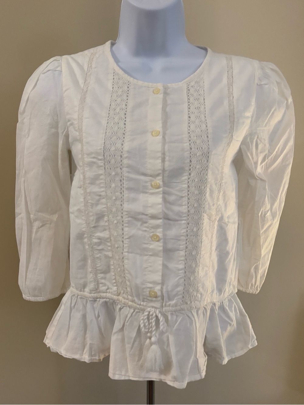 GAP White Peasant Top with Lace Panels